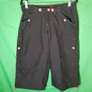 Y2K Full Tilt Long Cargo Short Black Pink Button Accent Women Size 7 Vintage